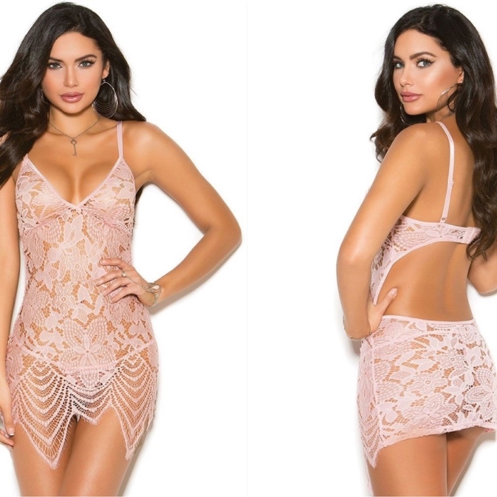 Elegant Moments Lace Pink Chemise Small Lingerie
